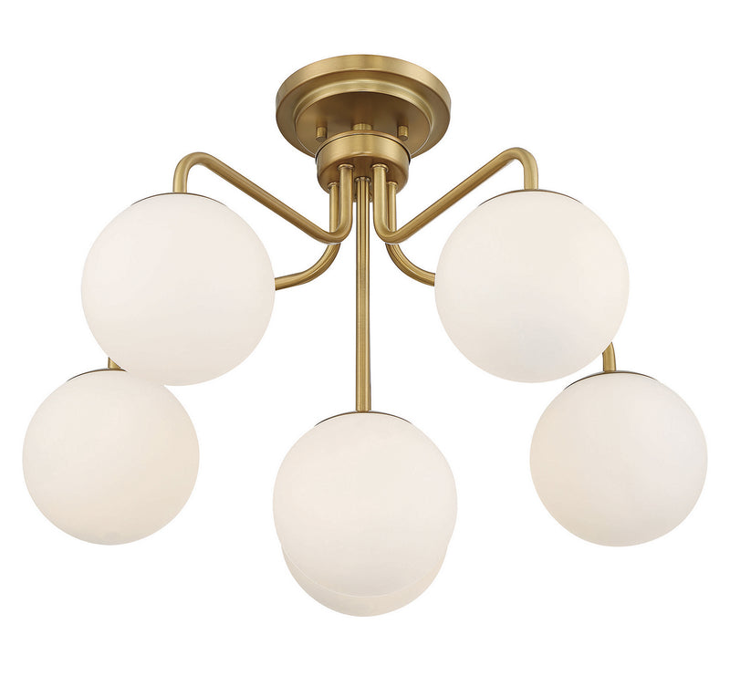 Six Light Semi-Flush Mount<br /><span style="color:#4AB0CE;">Entrega: 4-10 dias en USA</span><br /><span style="color:#4AB0CE;font-size:60%;">PREGUNTE POR ENTREGA EN PANAMA</span><br />Collection: Marco<br />Finish: Warm Brass