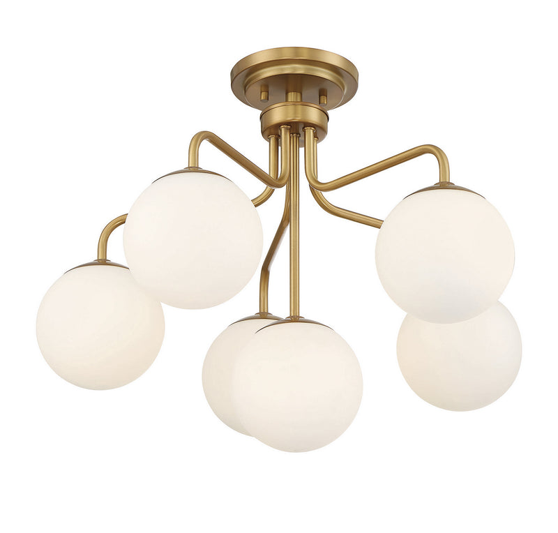 Six Light Semi-Flush Mount<br /><span style="color:#4AB0CE;">Entrega: 4-10 dias en USA</span><br /><span style="color:#4AB0CE;font-size:60%;">PREGUNTE POR ENTREGA EN PANAMA</span><br />Collection: Marco<br />Finish: Warm Brass
