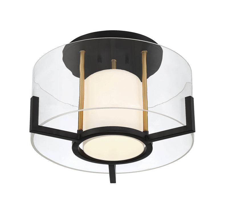 One Light Semi-Flush Mount<br /><span style="color:#4AB0CE;">Entrega: 4-10 dias en USA</span><br /><span style="color:#4AB0CE;font-size:60%;">PREGUNTE POR ENTREGA EN PANAMA</span><br />Collection: Eaton<br />Finish: Matte Black with Warm Brass Accents