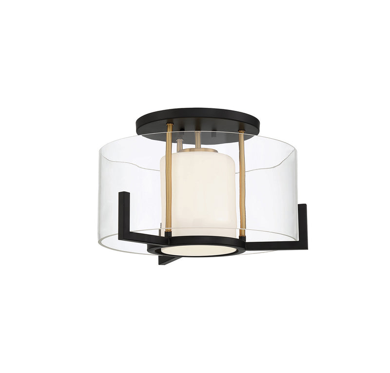 Savoy House - 6-1981-1-143 - One Light Semi-Flush Mount - Eaton - Matte Black with Warm Brass Accents