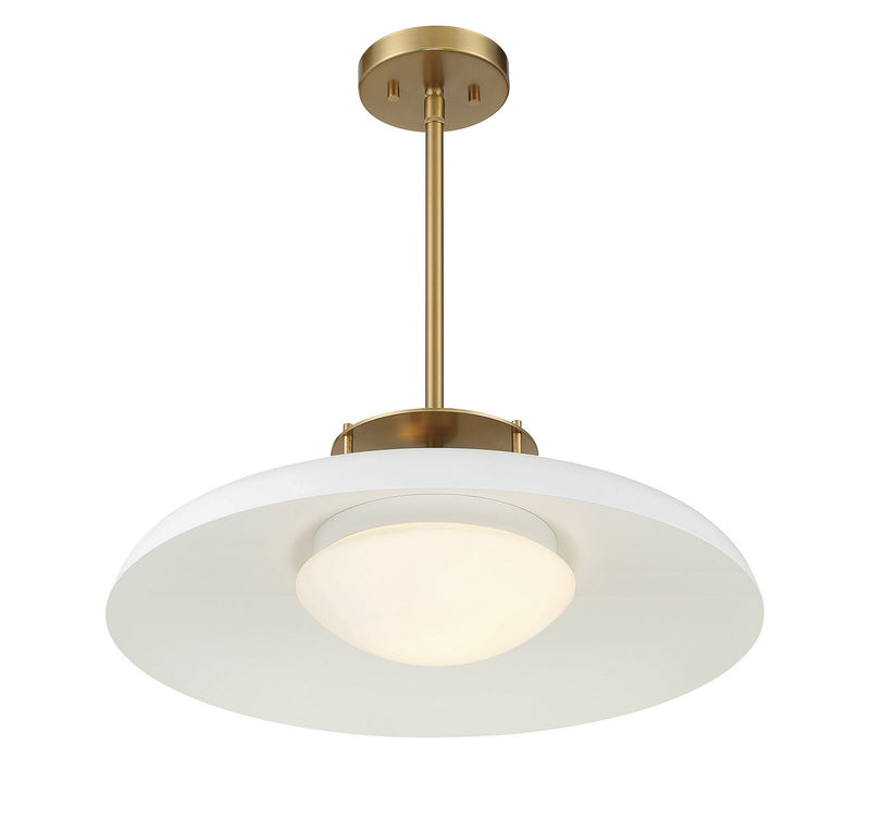 One Light Pendant<br /><span style="color:#4AB0CE;">Entrega: 4-10 dias en USA</span><br /><span style="color:#4AB0CE;font-size:60%;">PREGUNTE POR ENTREGA EN PANAMA</span><br />Collection: Gavin<br />Finish: White with Warm Brass Accents