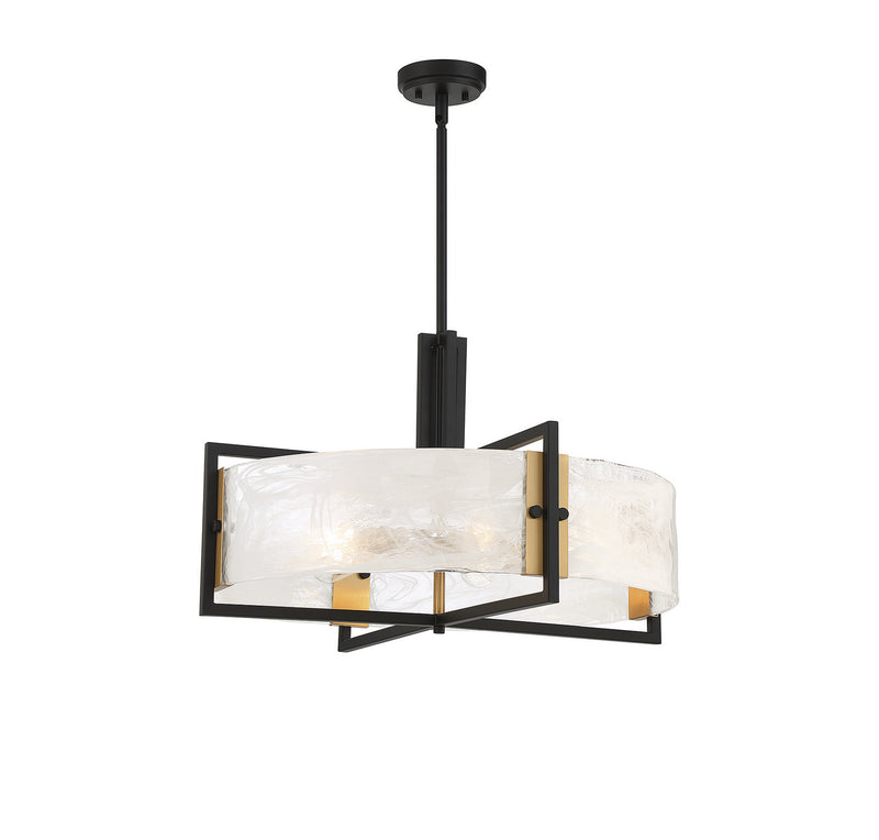 Five Light Pendant<br /><span style="color:#4AB0CE;">Entrega: 4-10 dias en USA</span><br /><span style="color:#4AB0CE;font-size:60%;">PREGUNTE POR ENTREGA EN PANAMA</span><br />Collection: Hayward<br />Finish: Matte Black with Warm Brass Accents