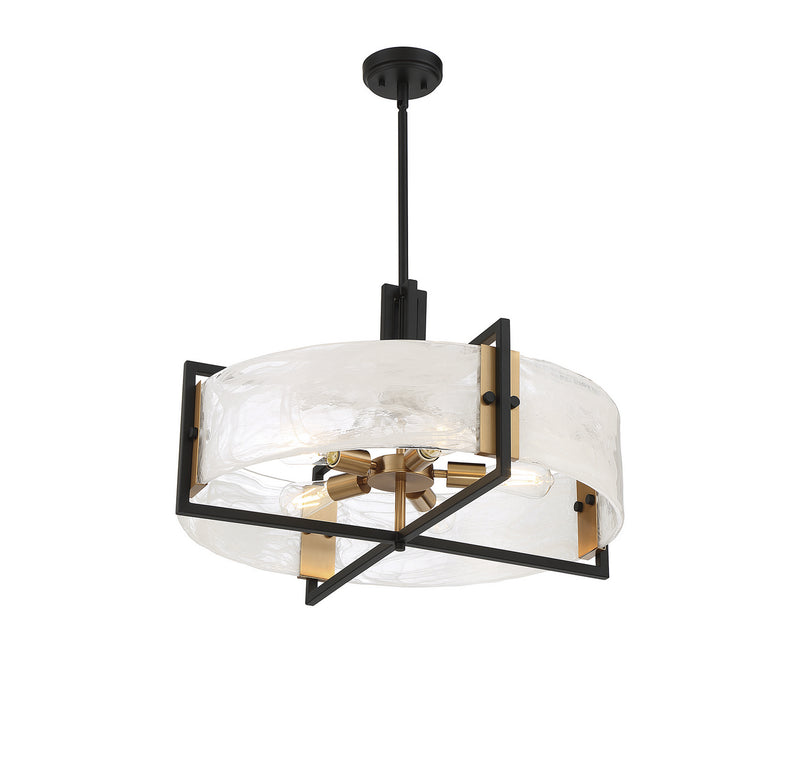 Five Light Pendant<br /><span style="color:#4AB0CE;">Entrega: 4-10 dias en USA</span><br /><span style="color:#4AB0CE;font-size:60%;">PREGUNTE POR ENTREGA EN PANAMA</span><br />Collection: Hayward<br />Finish: Matte Black with Warm Brass Accents