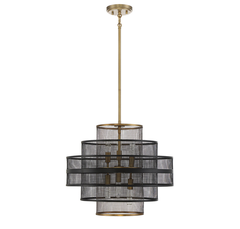 Six Light Pendant<br /><span style="color:#4AB0CE;">Entrega: 4-10 dias en USA</span><br /><span style="color:#4AB0CE;font-size:60%;">PREGUNTE POR ENTREGA EN PANAMA</span><br />Collection: Kelvin<br />Finish: Matte Black with Warm Brass Accents
