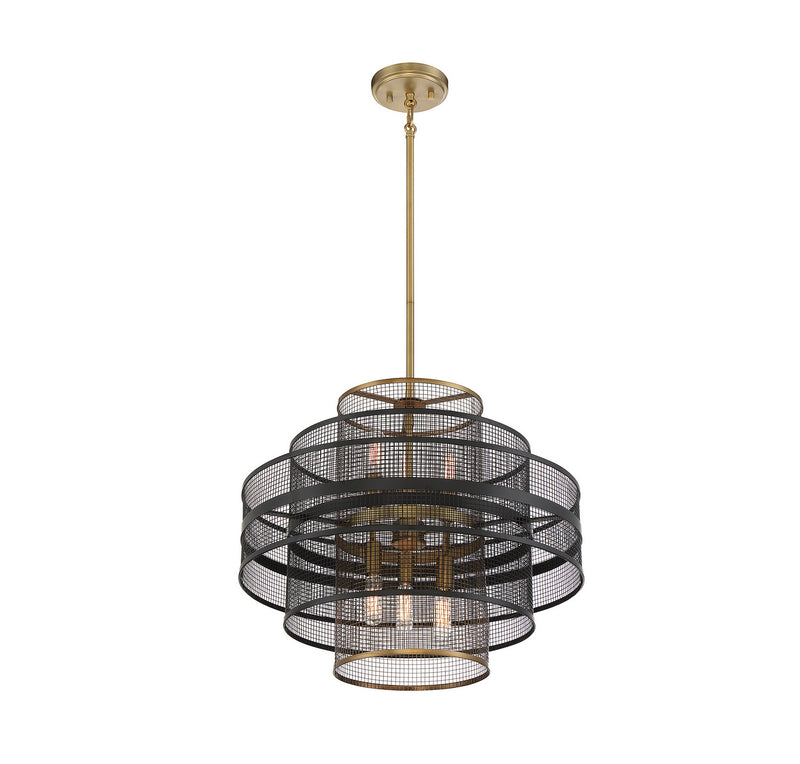 Six Light Pendant<br /><span style="color:#4AB0CE;">Entrega: 4-10 dias en USA</span><br /><span style="color:#4AB0CE;font-size:60%;">PREGUNTE POR ENTREGA EN PANAMA</span><br />Collection: Kelvin<br />Finish: Matte Black with Warm Brass Accents