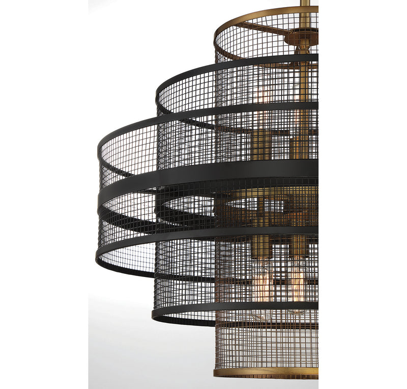 Savoy House - 7-1927-6-143 - Six Light Pendant - Kelvin - Matte Black with Warm Brass