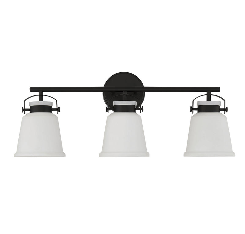 Three Light Bathroom Vanity<br /><span style="color:#4AB0CE;">Entrega: 3-4 semanas en USA</span><br /><span style="color:#4AB0CE;font-size:60%;">PREGUNTE POR ENTREGA EN PANAMA</span><br />Collection: Kaden<br />Finish: Matte Black
