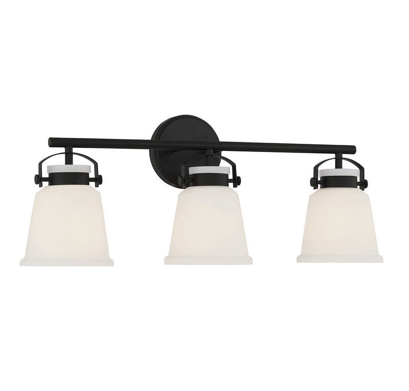 Three Light Bathroom Vanity<br /><span style="color:#4AB0CE;">Entrega: 3-4 semanas en USA</span><br /><span style="color:#4AB0CE;font-size:60%;">PREGUNTE POR ENTREGA EN PANAMA</span><br />Collection: Kaden<br />Finish: Matte Black