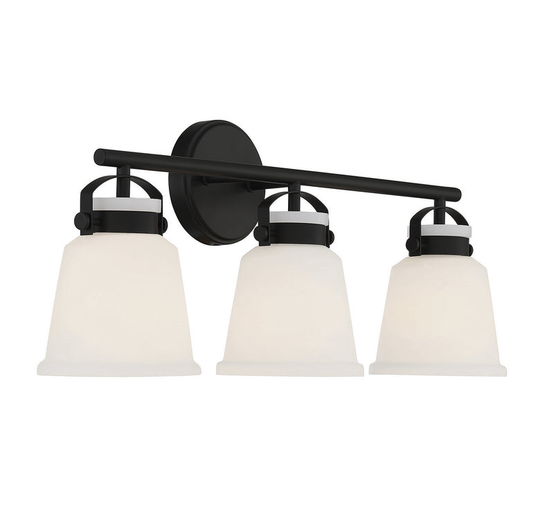 Three Light Bathroom Vanity<br /><span style="color:#4AB0CE;">Entrega: 3-4 semanas en USA</span><br /><span style="color:#4AB0CE;font-size:60%;">PREGUNTE POR ENTREGA EN PANAMA</span><br />Collection: Kaden<br />Finish: Matte Black