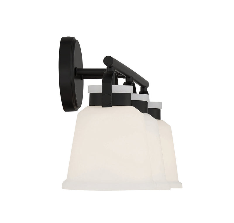 Three Light Bathroom Vanity<br /><span style="color:#4AB0CE;">Entrega: 3-4 semanas en USA</span><br /><span style="color:#4AB0CE;font-size:60%;">PREGUNTE POR ENTREGA EN PANAMA</span><br />Collection: Kaden<br />Finish: Matte Black