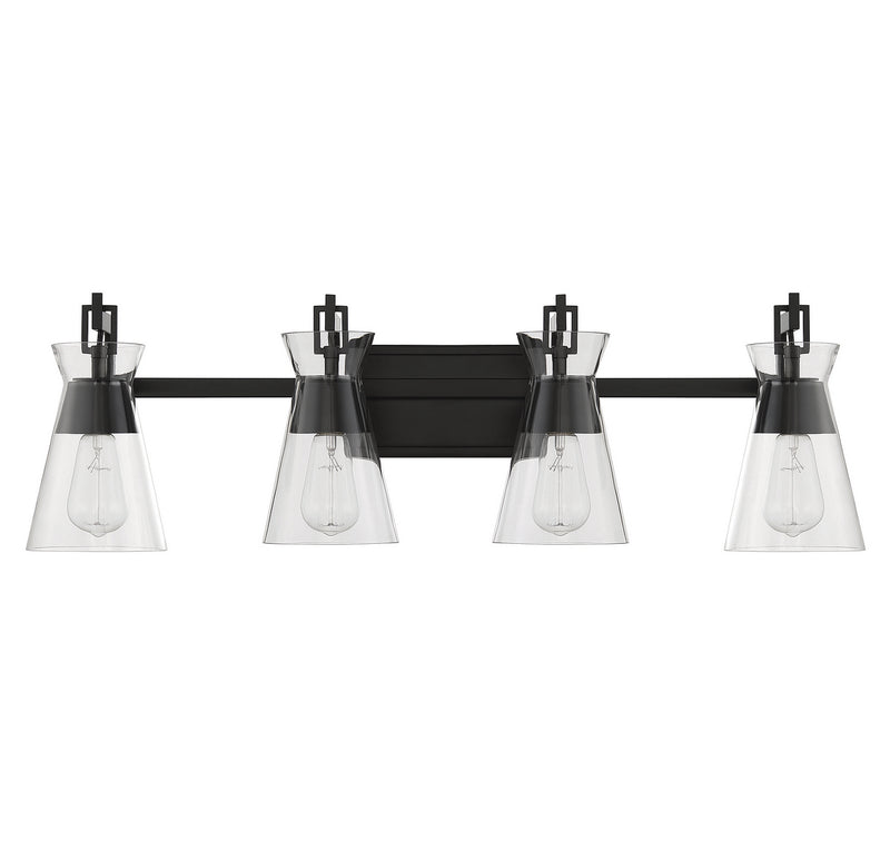 Four Light Bathroom Vanity<br /><span style="color:#4AB0CE;">Entrega: 4-10 dias en USA</span><br /><span style="color:#4AB0CE;font-size:60%;">PREGUNTE POR ENTREGA EN PANAMA</span><br />Collection: Lakewood<br />Finish: Matte Black