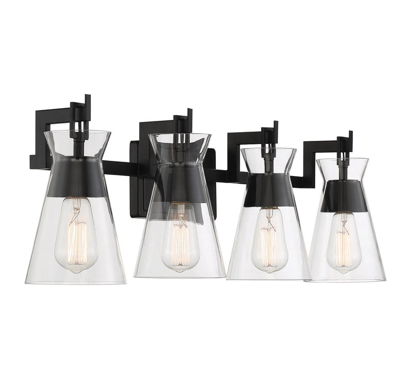 Four Light Bathroom Vanity<br /><span style="color:#4AB0CE;">Entrega: 4-10 dias en USA</span><br /><span style="color:#4AB0CE;font-size:60%;">PREGUNTE POR ENTREGA EN PANAMA</span><br />Collection: Lakewood<br />Finish: Matte Black