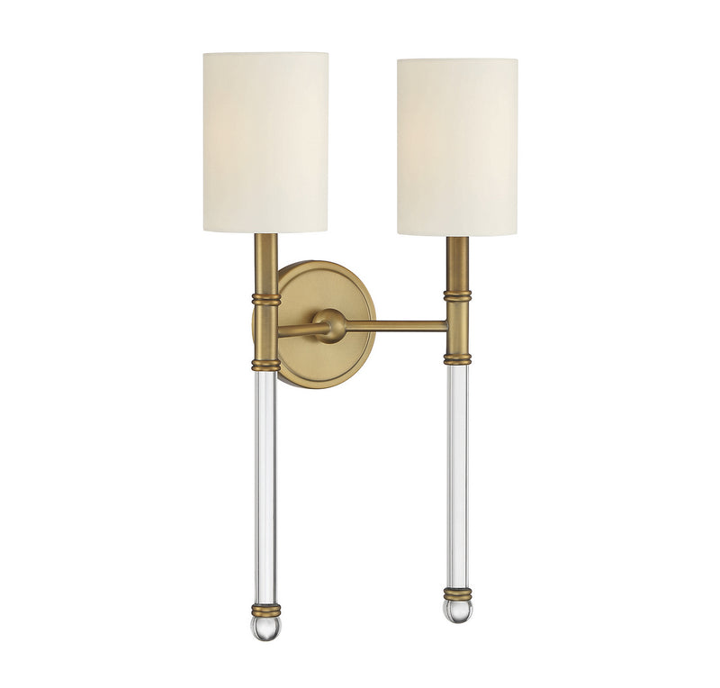 Two Light Wall Sconce<br /><span style="color:#4AB0CE;">Entrega: 4-10 dias en USA</span><br /><span style="color:#4AB0CE;font-size:60%;">PREGUNTE POR ENTREGA EN PANAMA</span><br />Collection: Fremont<br />Finish: Warm Brass