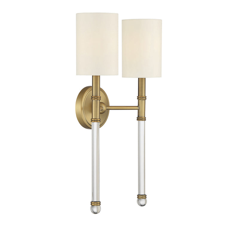 Two Light Wall Sconce<br /><span style="color:#4AB0CE;">Entrega: 4-10 dias en USA</span><br /><span style="color:#4AB0CE;font-size:60%;">PREGUNTE POR ENTREGA EN PANAMA</span><br />Collection: Fremont<br />Finish: Warm Brass