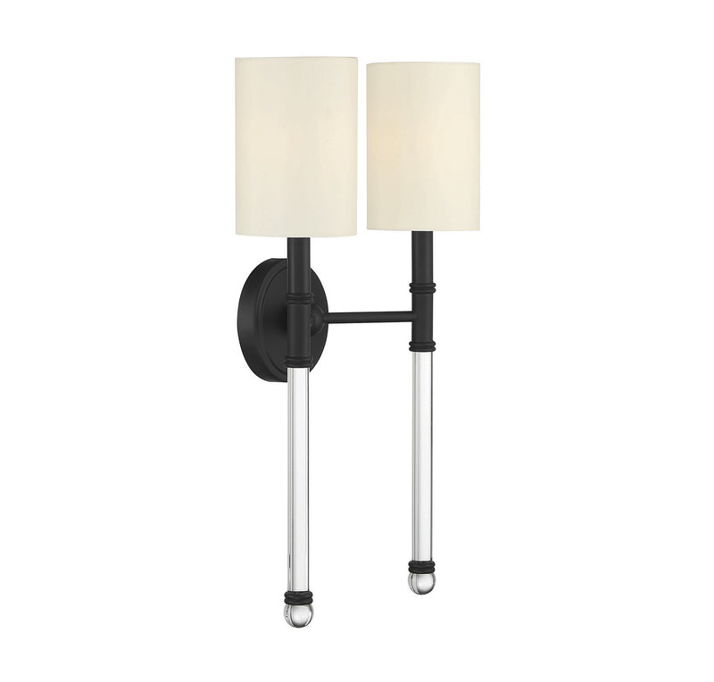 Two Light Wall Sconce<br /><span style="color:#4AB0CE;">Entrega: 4-10 dias en USA</span><br /><span style="color:#4AB0CE;font-size:60%;">PREGUNTE POR ENTREGA EN PANAMA</span><br />Collection: Fremont<br />Finish: Matte Black