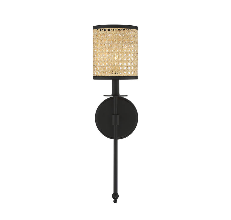 One Light Wall Sconce<br /><span style="color:#4AB0CE;">Entrega: 4-10 dias en USA</span><br /><span style="color:#4AB0CE;font-size:60%;">PREGUNTE POR ENTREGA EN PANAMA</span><br />Collection: Jaylar<br />Finish: Matte Black