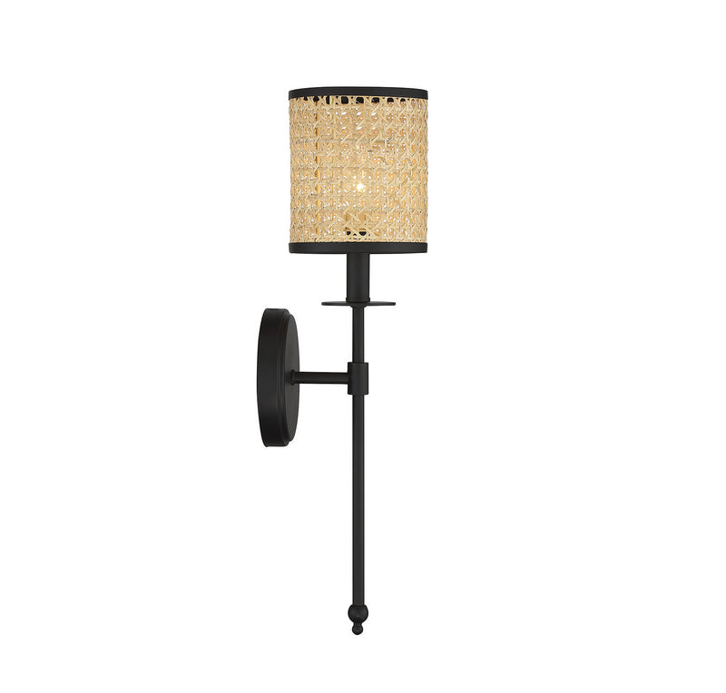 One Light Wall Sconce<br /><span style="color:#4AB0CE;">Entrega: 4-10 dias en USA</span><br /><span style="color:#4AB0CE;font-size:60%;">PREGUNTE POR ENTREGA EN PANAMA</span><br />Collection: Jaylar<br />Finish: Matte Black