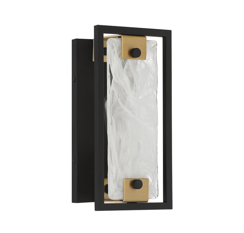 One Light Wall Sconce<br /><span style="color:#4AB0CE;">Entrega: 4-10 dias en USA</span><br /><span style="color:#4AB0CE;font-size:60%;">PREGUNTE POR ENTREGA EN PANAMA</span><br />Collection: Hayward<br />Finish: Matte Black with Warm Brass Accents