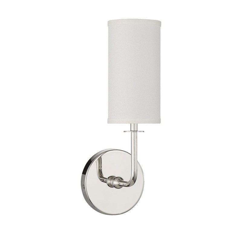 One Light Wall Sconce<br /><span style="color:#4AB0CE;">Entrega: 2-3 semanas en USA</span><br /><span style="color:#4AB0CE;font-size:60%;">PREGUNTE POR ENTREGA EN PANAMA</span><br />Collection: Powell<br />Finish: Polished Nickel