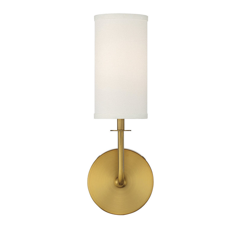 One Light Wall Sconce<br /><span style="color:#4AB0CE;">Entrega: 4-10 dias en USA</span><br /><span style="color:#4AB0CE;font-size:60%;">PREGUNTE POR ENTREGA EN PANAMA</span><br />Collection: Powell<br />Finish: Warm Brass