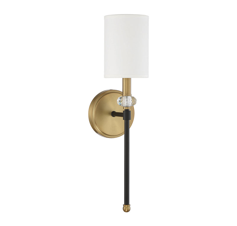 One Light Wall Sconce<br /><span style="color:#4AB0CE;">Entrega: 4-10 dias en USA</span><br /><span style="color:#4AB0CE;font-size:60%;">PREGUNTE POR ENTREGA EN PANAMA</span><br />Collection: Tivoli<br />Finish: Matte Black with Warm Brass Accents