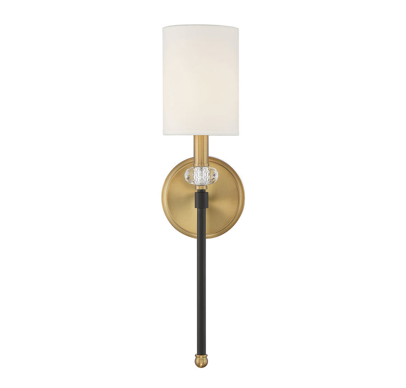 One Light Wall Sconce<br /><span style="color:#4AB0CE;">Entrega: 4-10 dias en USA</span><br /><span style="color:#4AB0CE;font-size:60%;">PREGUNTE POR ENTREGA EN PANAMA</span><br />Collection: Tivoli<br />Finish: Matte Black with Warm Brass Accents