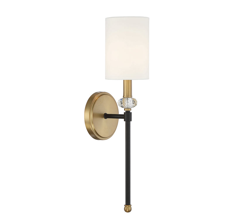 One Light Wall Sconce<br /><span style="color:#4AB0CE;">Entrega: 4-10 dias en USA</span><br /><span style="color:#4AB0CE;font-size:60%;">PREGUNTE POR ENTREGA EN PANAMA</span><br />Collection: Tivoli<br />Finish: Matte Black with Warm Brass Accents