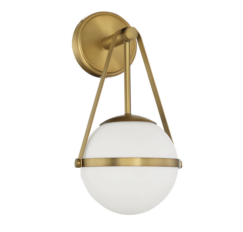 One Light Wall Sconce<br /><span style="color:#4AB0CE;">Entrega: 4-10 dias en USA</span><br /><span style="color:#4AB0CE;font-size:60%;">PREGUNTE POR ENTREGA EN PANAMA</span><br />Collection: Polson<br />Finish: Warm Brass