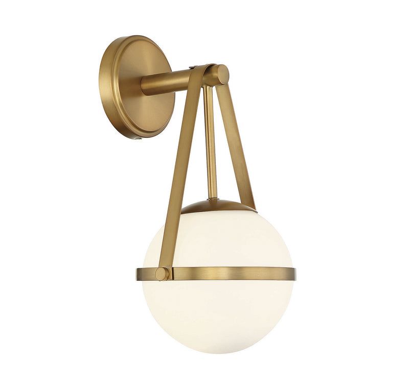 One Light Wall Sconce<br /><span style="color:#4AB0CE;">Entrega: 4-10 dias en USA</span><br /><span style="color:#4AB0CE;font-size:60%;">PREGUNTE POR ENTREGA EN PANAMA</span><br />Collection: Polson<br />Finish: Warm Brass