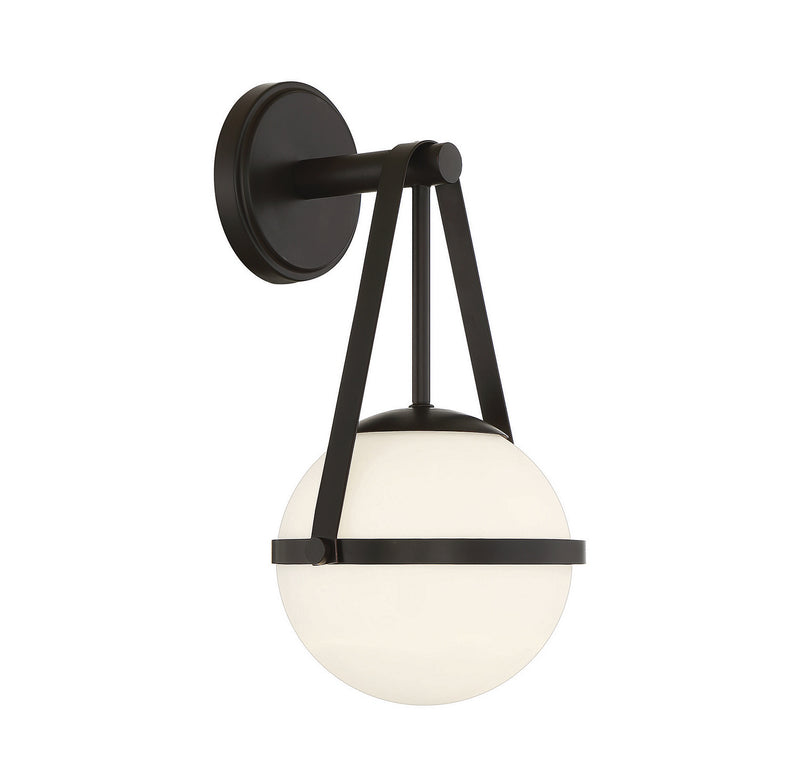 One Light Wall Sconce<br /><span style="color:#4AB0CE;">Entrega: 4-10 dias en USA</span><br /><span style="color:#4AB0CE;font-size:60%;">PREGUNTE POR ENTREGA EN PANAMA</span><br />Collection: Polson<br />Finish: Matte Black