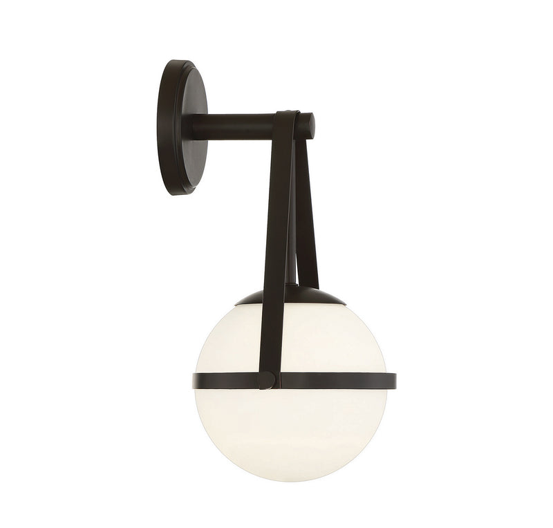 One Light Wall Sconce<br /><span style="color:#4AB0CE;">Entrega: 4-10 dias en USA</span><br /><span style="color:#4AB0CE;font-size:60%;">PREGUNTE POR ENTREGA EN PANAMA</span><br />Collection: Polson<br />Finish: Matte Black