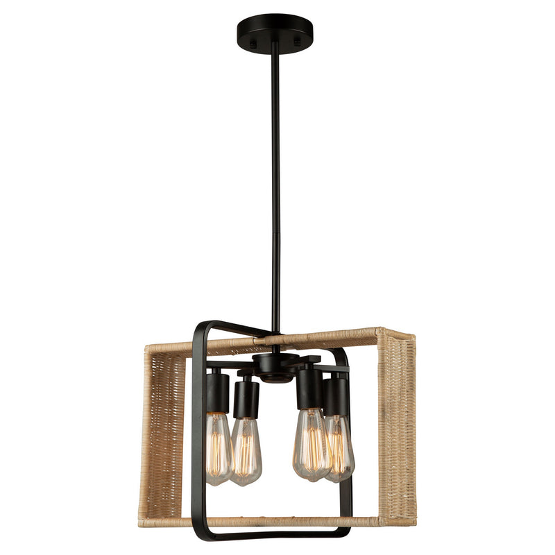 Four Light Pendant<br /><span style="color:#4AB0CE;">Entrega: 4-10 dias en USA</span><br /><span style="color:#4AB0CE;font-size:60%;">PREGUNTE POR ENTREGA EN PANAMA</span><br />Collection: Perris<br />Finish: Black