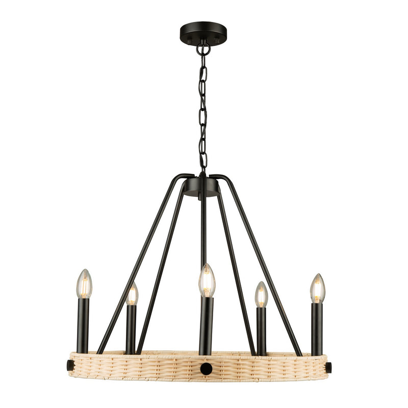 Five Light Chandelier<br /><span style="color:#4AB0CE;">Entrega: 4-10 dias en USA</span><br /><span style="color:#4AB0CE;font-size:60%;">PREGUNTE POR ENTREGA EN PANAMA</span><br />Collection: Perris<br />Finish: Black