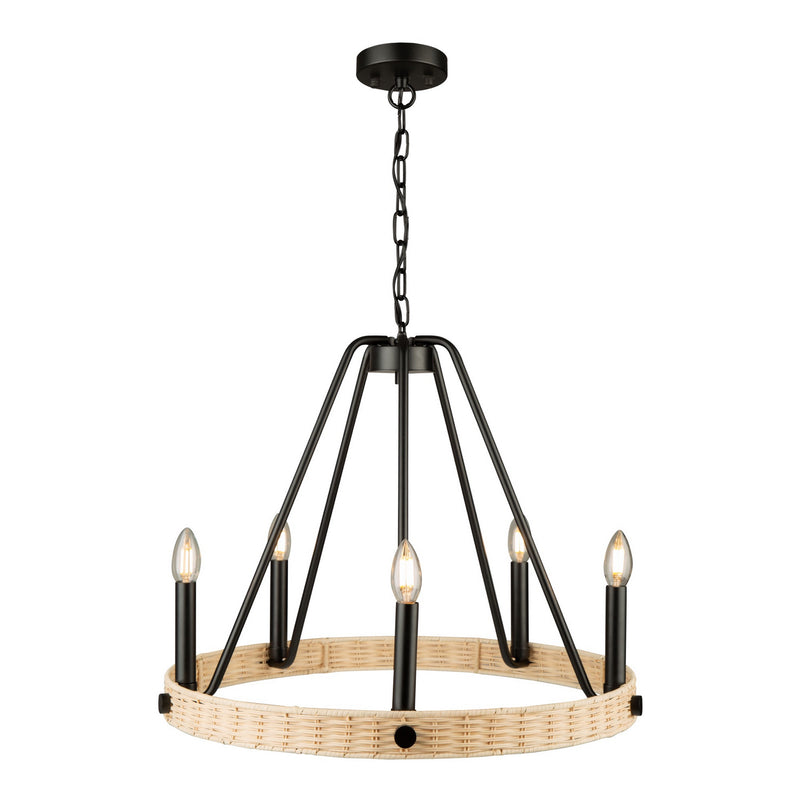 Five Light Chandelier<br /><span style="color:#4AB0CE;">Entrega: 4-10 dias en USA</span><br /><span style="color:#4AB0CE;font-size:60%;">PREGUNTE POR ENTREGA EN PANAMA</span><br />Collection: Perris<br />Finish: Black