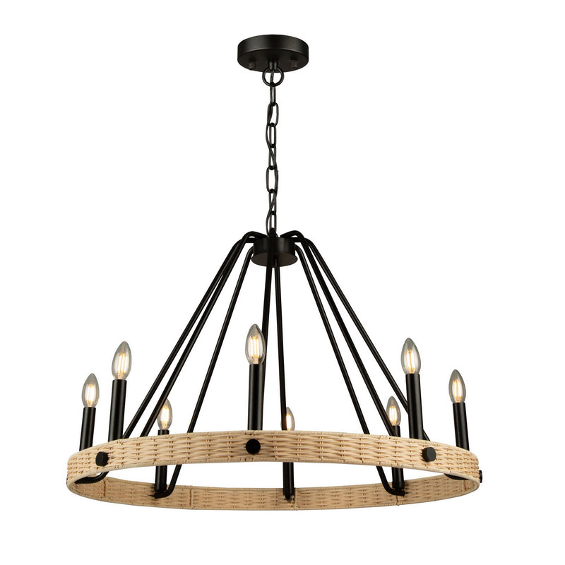 Eight Light Chandelier<br /><span style="color:#4AB0CE;">Entrega: 4-10 dias en USA</span><br /><span style="color:#4AB0CE;font-size:60%;">PREGUNTE POR ENTREGA EN PANAMA</span><br />Collection: Perris<br />Finish: Black