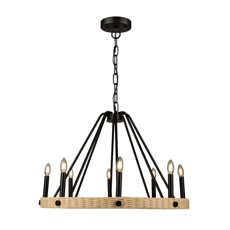 Eight Light Chandelier<br /><span style="color:#4AB0CE;">Entrega: 4-10 dias en USA</span><br /><span style="color:#4AB0CE;font-size:60%;">PREGUNTE POR ENTREGA EN PANAMA</span><br />Collection: Perris<br />Finish: Black