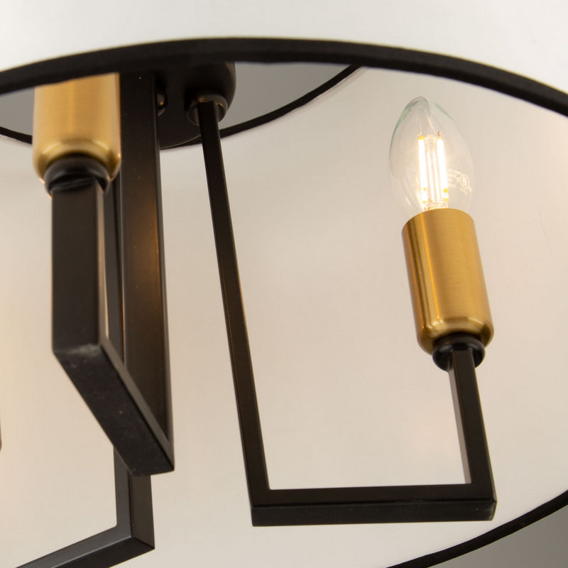 Three Light Semi-Flush Mount<br /><span style="color:#4AB0CE;">Entrega: 4-10 dias en USA</span><br /><span style="color:#4AB0CE;font-size:60%;">PREGUNTE POR ENTREGA EN PANAMA</span><br />Collection: Coco<br />Finish: Gold, Black