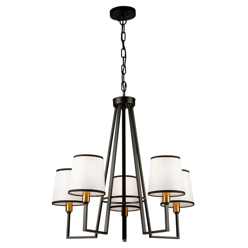 Five Light Chandelier<br /><span style="color:#4AB0CE;">Entrega: 4-10 dias en USA</span><br /><span style="color:#4AB0CE;font-size:60%;">PREGUNTE POR ENTREGA EN PANAMA</span><br />Collection: Coco<br />Finish: Gold, Black