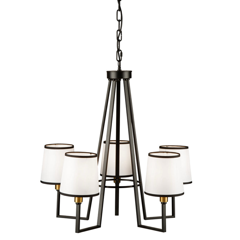 Five Light Chandelier<br /><span style="color:#4AB0CE;">Entrega: 4-10 dias en USA</span><br /><span style="color:#4AB0CE;font-size:60%;">PREGUNTE POR ENTREGA EN PANAMA</span><br />Collection: Coco<br />Finish: Gold, Black