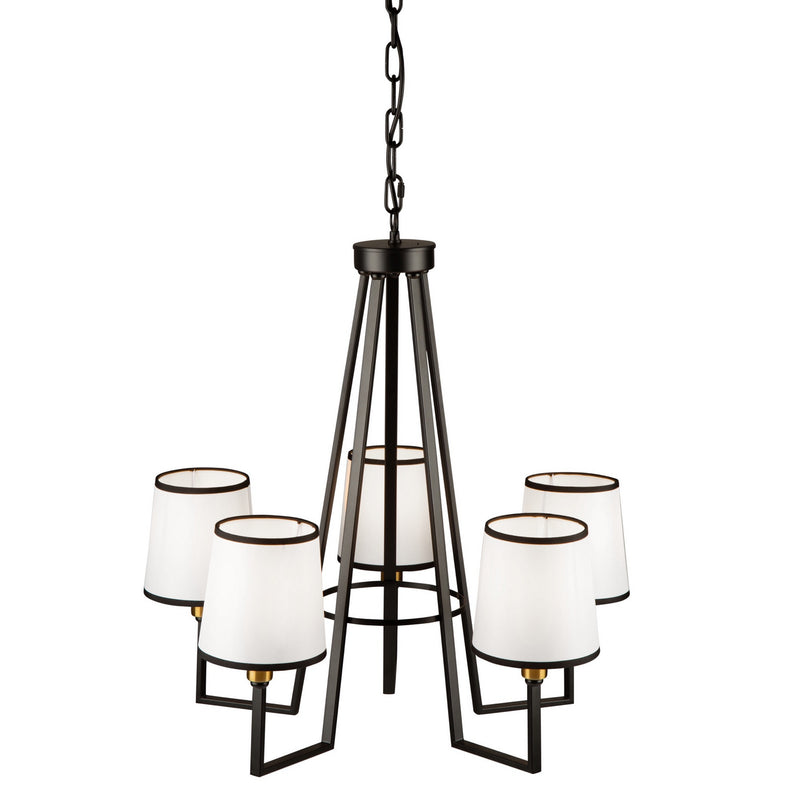 Five Light Chandelier<br /><span style="color:#4AB0CE;">Entrega: 4-10 dias en USA</span><br /><span style="color:#4AB0CE;font-size:60%;">PREGUNTE POR ENTREGA EN PANAMA</span><br />Collection: Coco<br />Finish: Gold, Black