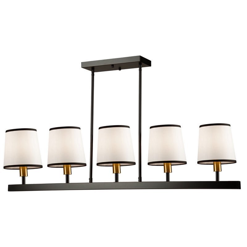 Five Light Island Pendant<br /><span style="color:#4AB0CE;">Entrega: 4-10 dias en USA</span><br /><span style="color:#4AB0CE;font-size:60%;">PREGUNTE POR ENTREGA EN PANAMA</span><br />Collection: Coco<br />Finish: Gold, Black