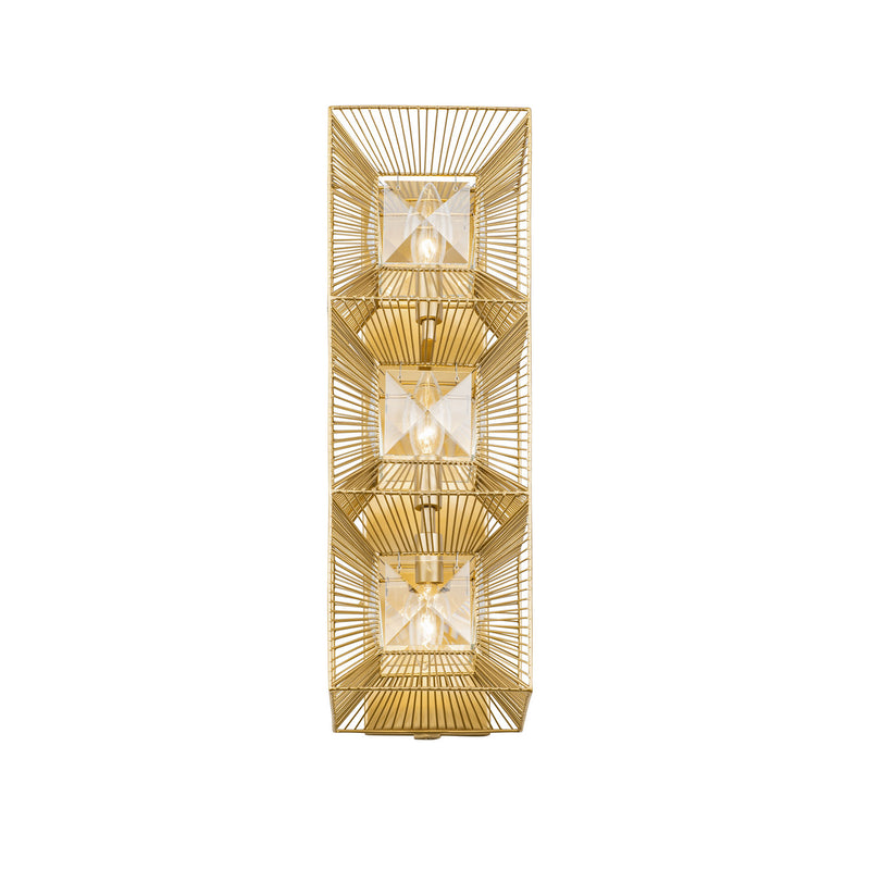 Three Light Wall Sconce<br /><span style="color:#4AB0CE;">Entrega: 4-10 dias en USA</span><br /><span style="color:#4AB0CE;font-size:60%;">PREGUNTE POR ENTREGA EN PANAMA</span><br />Collection: Arcade<br />Finish: French Gold