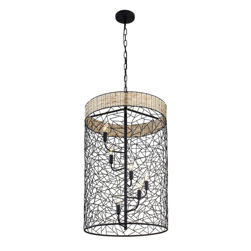 Six Light Foyer Pendant<br /><span style="color:#4AB0CE;">Entrega: 4-10 dias en USA</span><br /><span style="color:#4AB0CE;font-size:60%;">PREGUNTE POR ENTREGA EN PANAMA</span><br />Collection: Cayman<br />Finish: Black