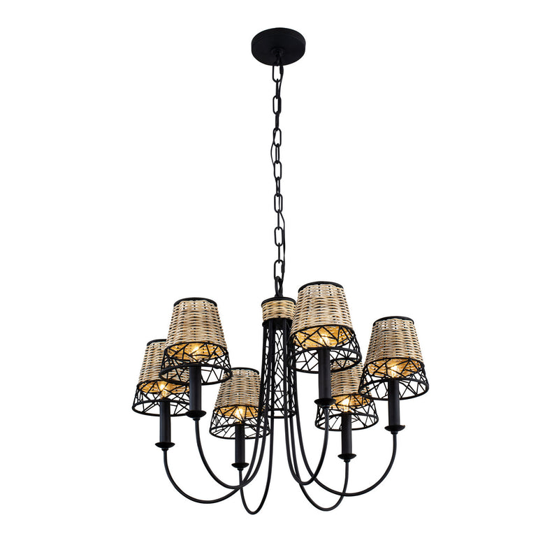 Six Light Chandelier<br /><span style="color:#4AB0CE;">Entrega: 4-10 dias en USA</span><br /><span style="color:#4AB0CE;font-size:60%;">PREGUNTE POR ENTREGA EN PANAMA</span><br />Collection: Cayman<br />Finish: Black