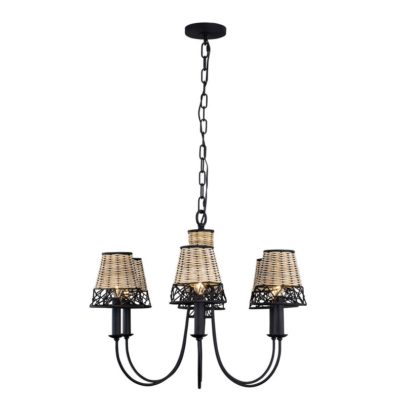 Six Light Chandelier<br /><span style="color:#4AB0CE;">Entrega: 4-10 dias en USA</span><br /><span style="color:#4AB0CE;font-size:60%;">PREGUNTE POR ENTREGA EN PANAMA</span><br />Collection: Cayman<br />Finish: Black