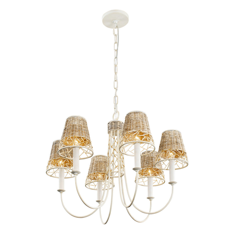 Six Light Chandelier<br /><span style="color:#4AB0CE;">Entrega: 4-10 dias en USA</span><br /><span style="color:#4AB0CE;font-size:60%;">PREGUNTE POR ENTREGA EN PANAMA</span><br />Collection: Cayman<br />Finish: Country White