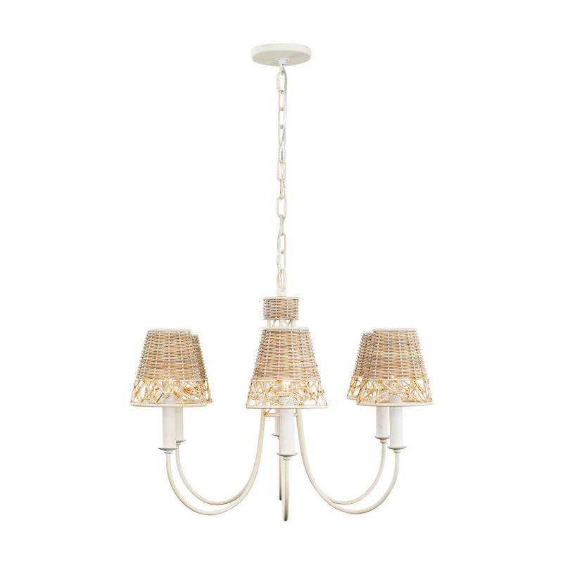 Six Light Chandelier<br /><span style="color:#4AB0CE;">Entrega: 4-10 dias en USA</span><br /><span style="color:#4AB0CE;font-size:60%;">PREGUNTE POR ENTREGA EN PANAMA</span><br />Collection: Cayman<br />Finish: Country White