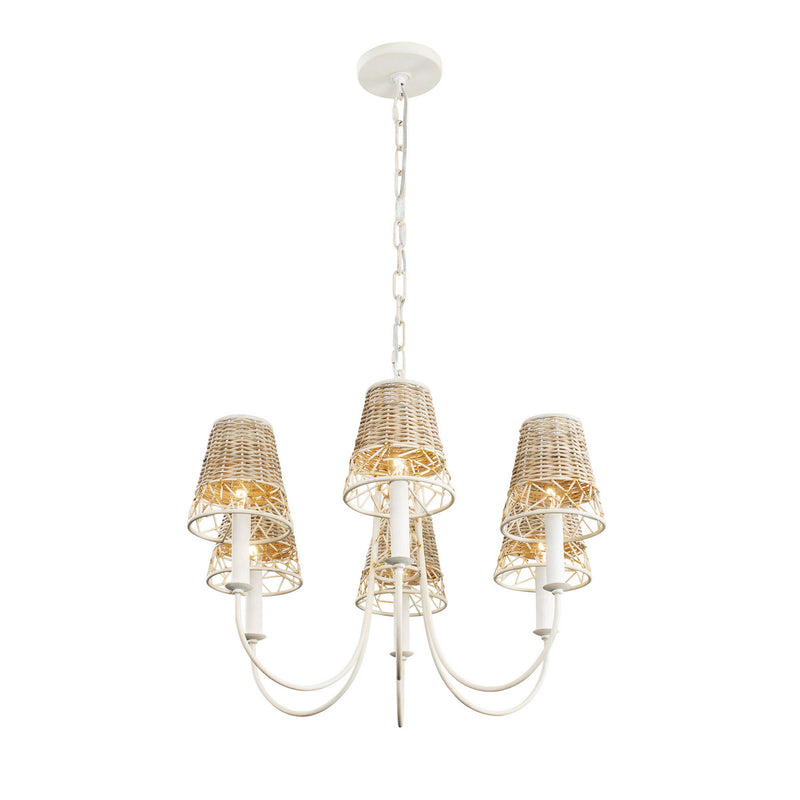 Six Light Chandelier<br /><span style="color:#4AB0CE;">Entrega: 4-10 dias en USA</span><br /><span style="color:#4AB0CE;font-size:60%;">PREGUNTE POR ENTREGA EN PANAMA</span><br />Collection: Cayman<br />Finish: Country White