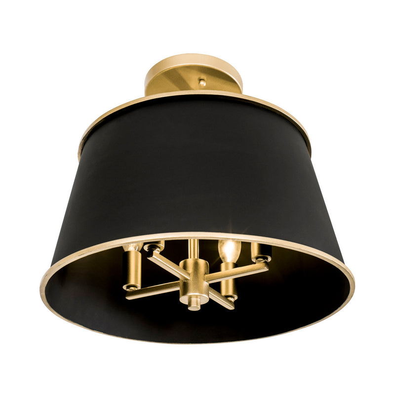 Four Light Semi-Flush Mount<br /><span style="color:#4AB0CE;">Entrega: 4-10 dias en USA</span><br /><span style="color:#4AB0CE;font-size:60%;">PREGUNTE POR ENTREGA EN PANAMA</span><br />Collection: Coco<br />Finish: Matte Black/French Gold