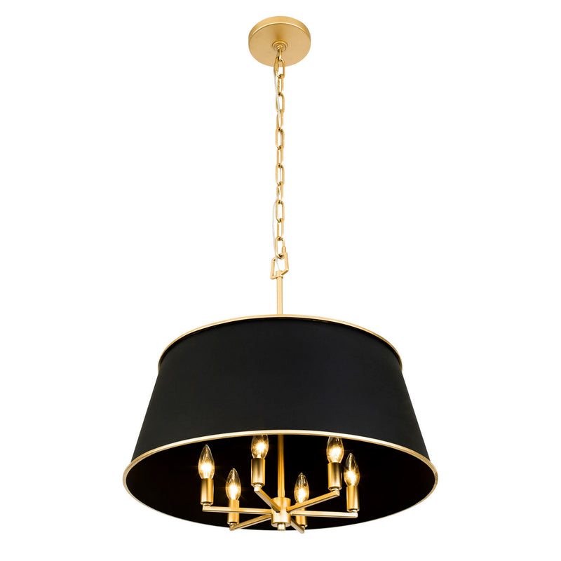 Six Light Pendant<br /><span style="color:#4AB0CE;">Entrega: 1-2 semanas en USA</span><br /><span style="color:#4AB0CE;font-size:60%;">PREGUNTE POR ENTREGA EN PANAMA</span><br />Collection: Coco<br />Finish: Matte Black/French Gold
